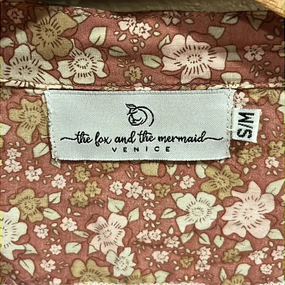The Fox and The Mermaid Floral Neutral Boho Tunic Mini Dress